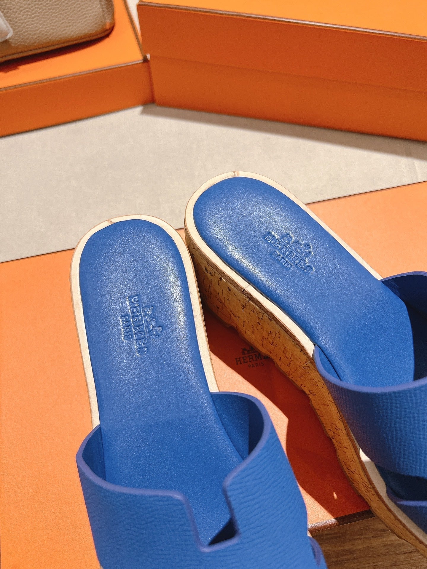 HM 25S HIGH WEDGE SANDALS IN COBALT BLUE LAMBSKIN STYLE 20 - 35