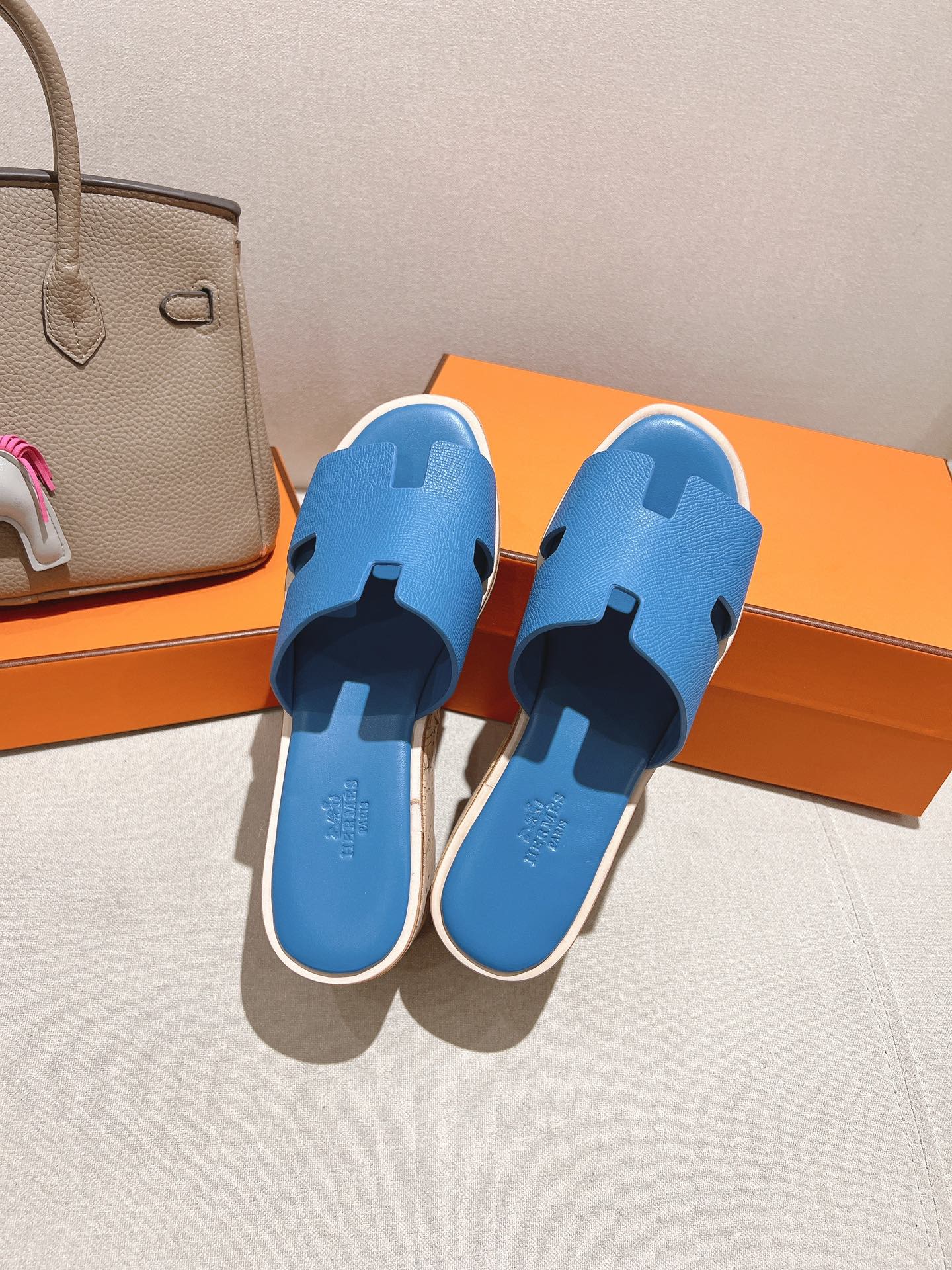 HM 25S HIGH WEDGE SANDALS IN BLUE LAMBSKIN STYLE 14 - 35