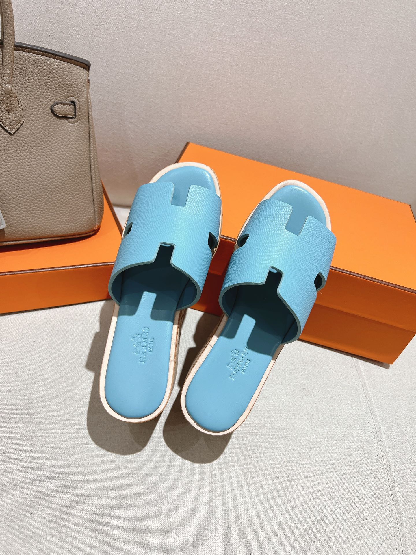 HM 25S HIGH WEDGE SANDALS IN SKY BLUE LAMBSKIN STYLE 8 - 35