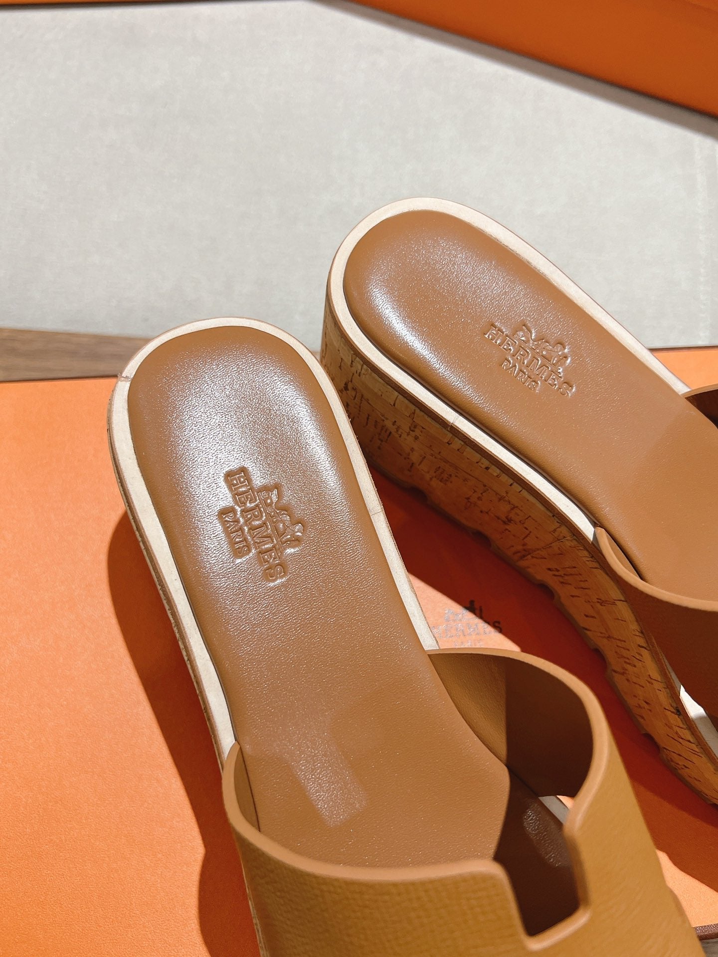 HM 25S HIGH WEDGE SANDALS IN BROWN LAMBSKIN STYLE 6 - 35