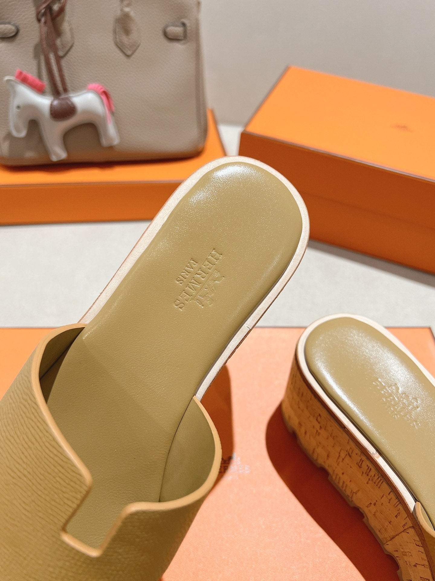 HM 25S HIGH WEDGE SANDALS IN LIGHT BROWN LAMBSKIN STYLE 2 - 35