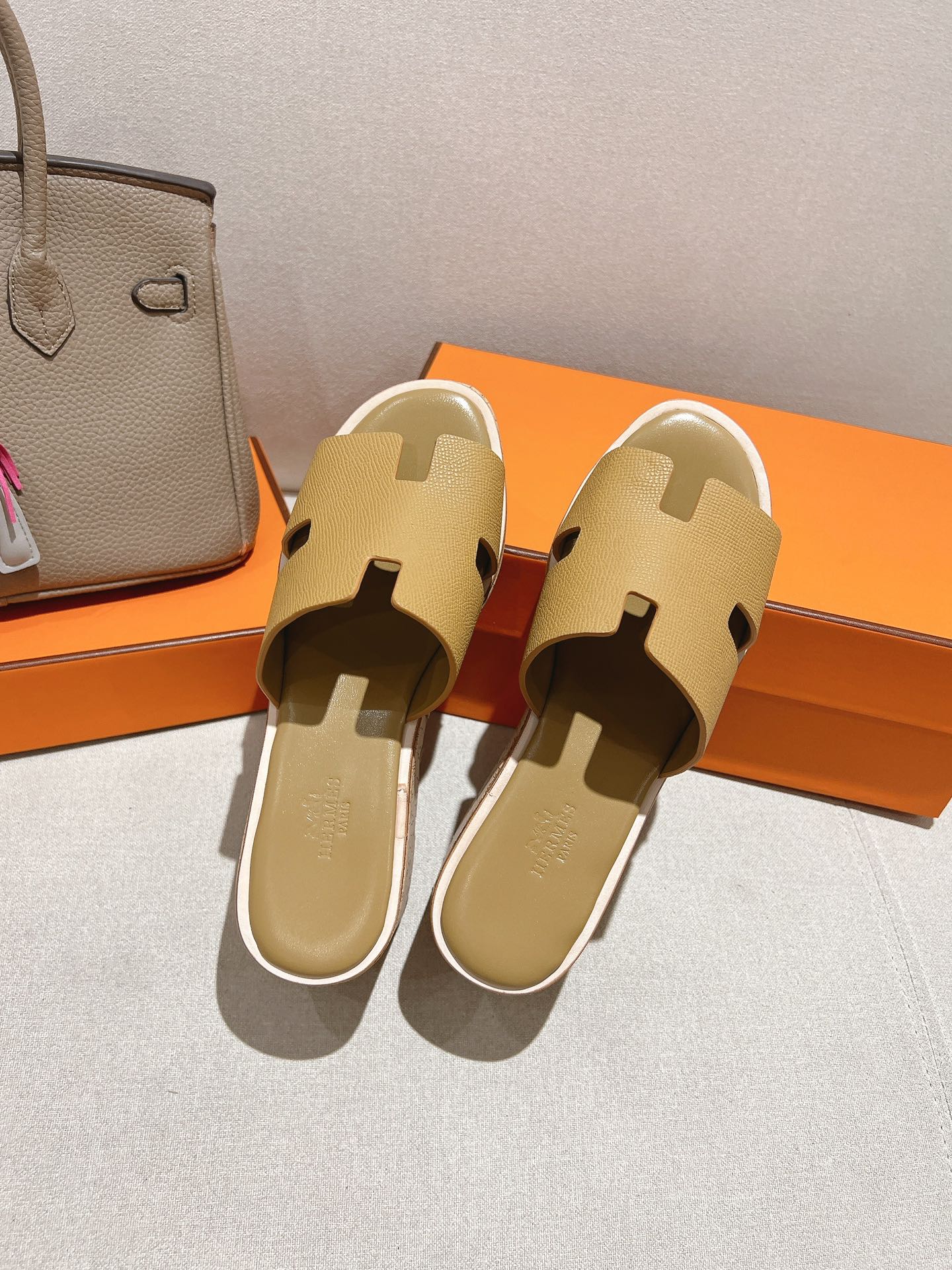 HM 25S HIGH WEDGE SANDALS IN LIGHT BROWN LAMBSKIN STYLE 2 - 35