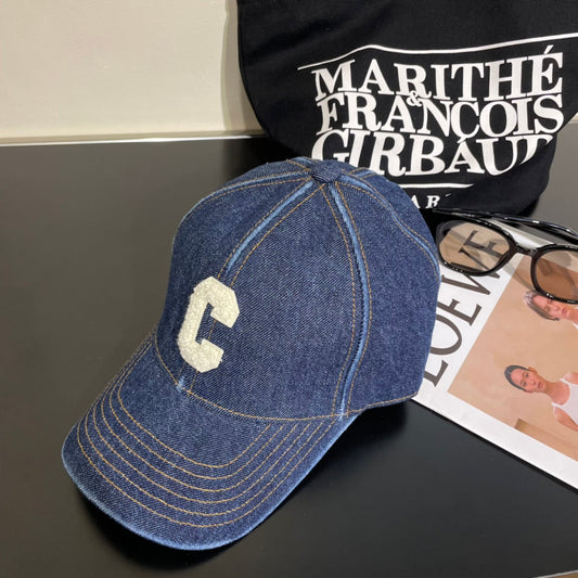 КЕПКА CELINE 25S БЕЙСБОЛКА З ДЕНІМУ СИНЬОГО КОЛЬОРУ З ВИШИТИМ ЛОГОТИПОМ С