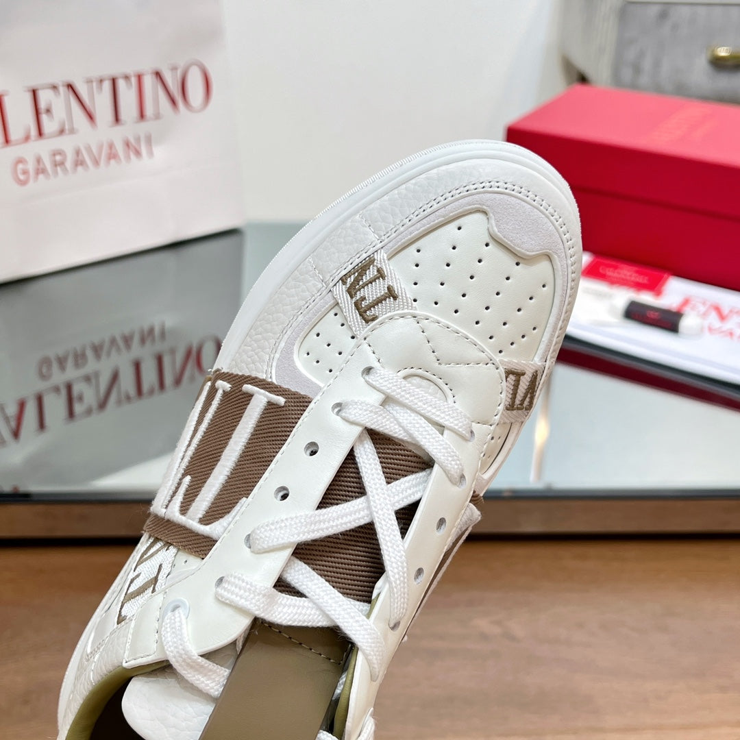 VALENTINO 25S GARAVANI VL7N SNEAKERS IN WHITE MIX BROWN LAMBSKIN - 35