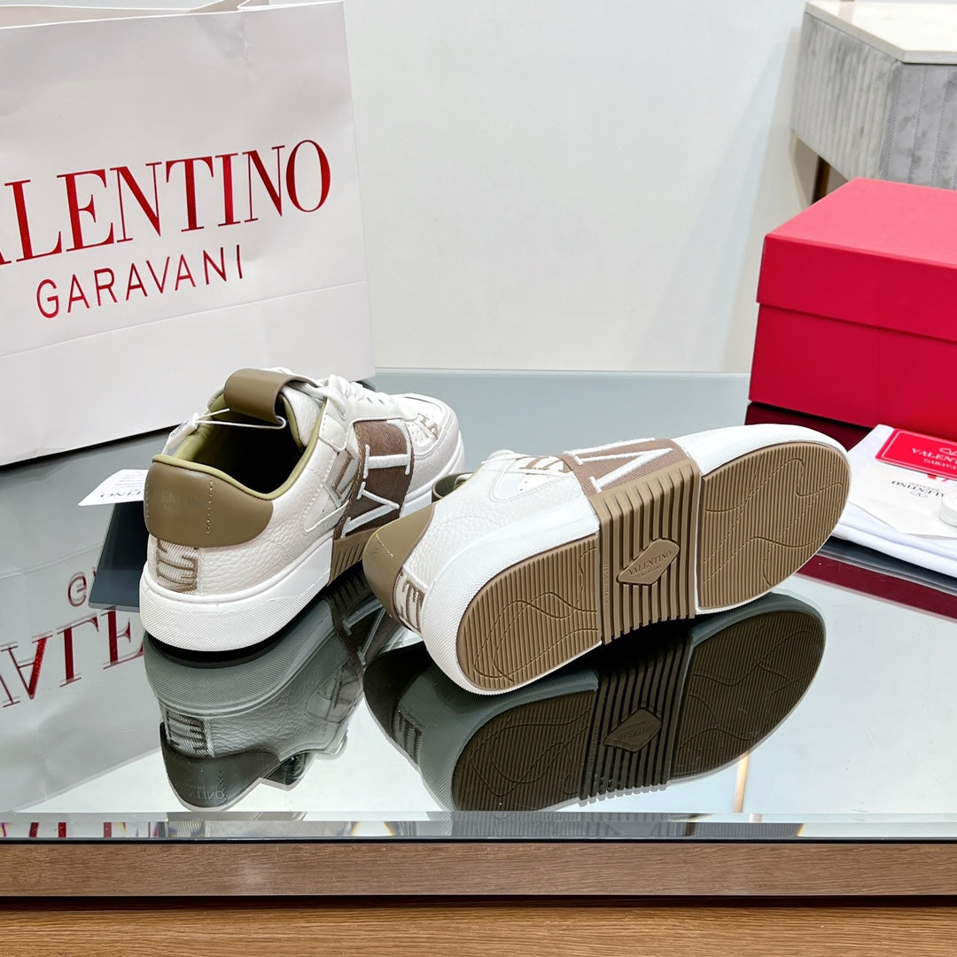 VALENTINO 25S GARAVANI VL7N SNEAKERS IN WHITE MIX BROWN LAMBSKIN - 35