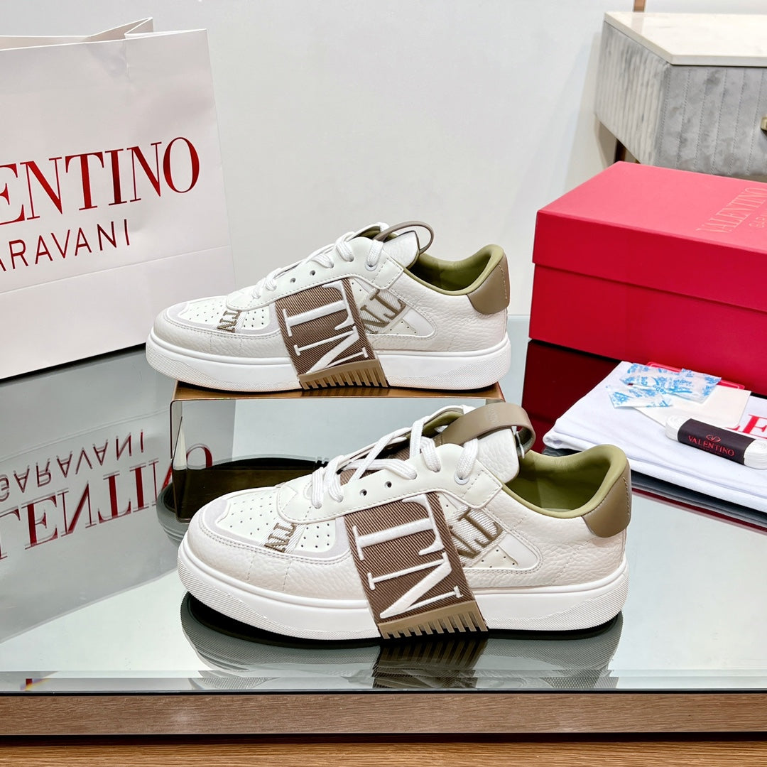 VALENTINO 25S GARAVANI VL7N SNEAKERS IN WHITE MIX BROWN LAMBSKIN - 35