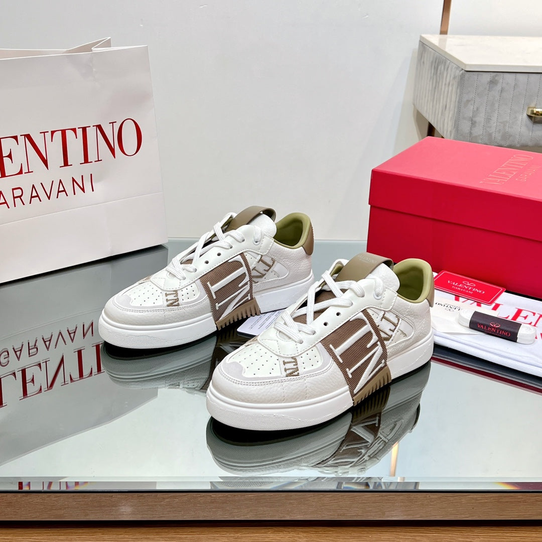 VALENTINO 25S GARAVANI VL7N SNEAKERS IN WHITE MIX BROWN LAMBSKIN - 35