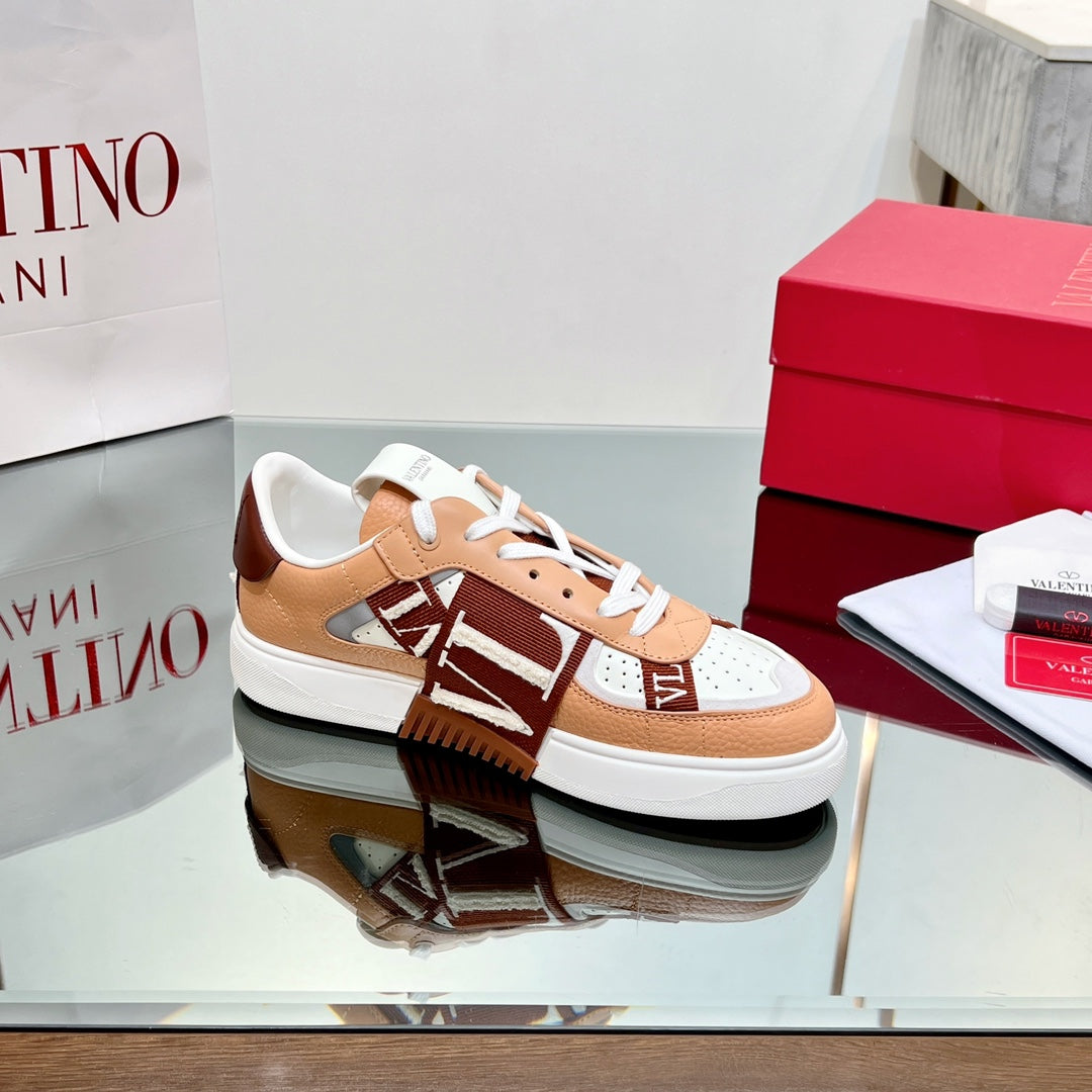 VALENTINO 25S GARAVANI VL7N SNEAKERS IN WHITE MIX LIGHT ORANGE LAMBSKIN - 35