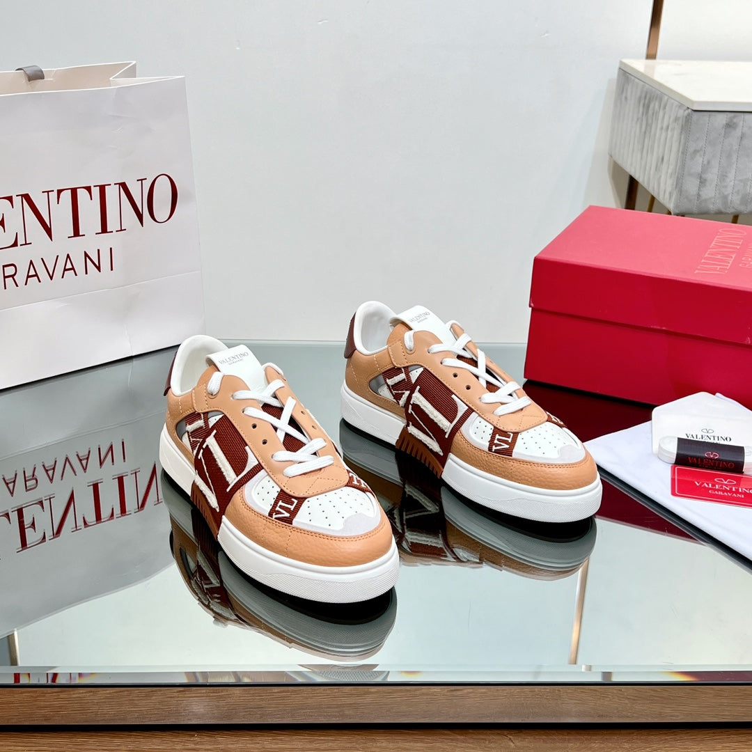VALENTINO 25S GARAVANI VL7N SNEAKERS IN WHITE MIX LIGHT ORANGE LAMBSKIN - 35