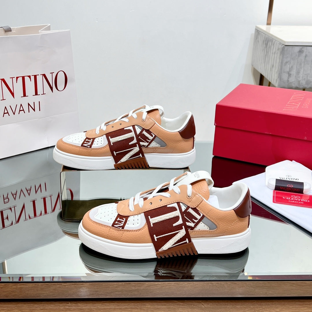 VALENTINO 25S GARAVANI VL7N SNEAKERS IN WHITE MIX LIGHT ORANGE LAMBSKIN - 35