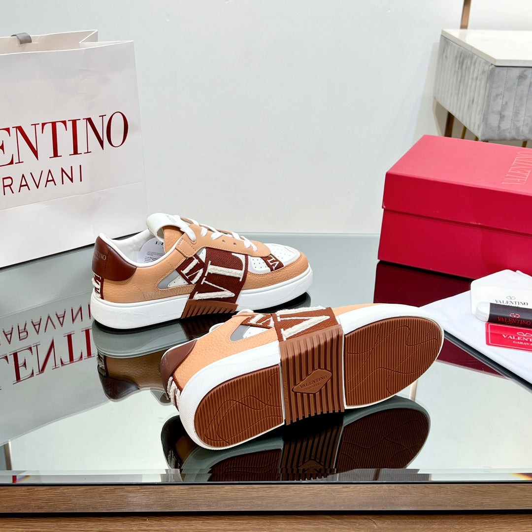 VALENTINO 25S GARAVANI VL7N SNEAKERS IN WHITE MIX LIGHT ORANGE LAMBSKIN - 35