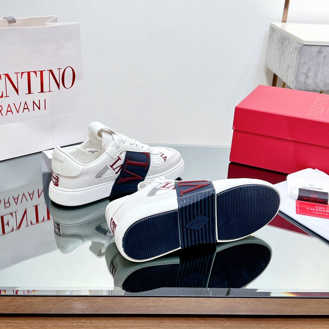 VALENTINO 25S GARAVANI VL7N SNEAKERS IN WHITE MIX DEEP BLUE LAMBSKIN - 35