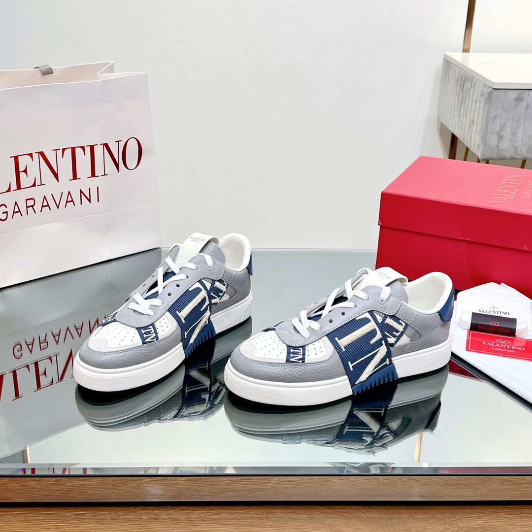 VALENTINO 25S GARAVANI VL7N SNEAKERS IN GREY MIX DARK BLUE LAMBSKIN - 35