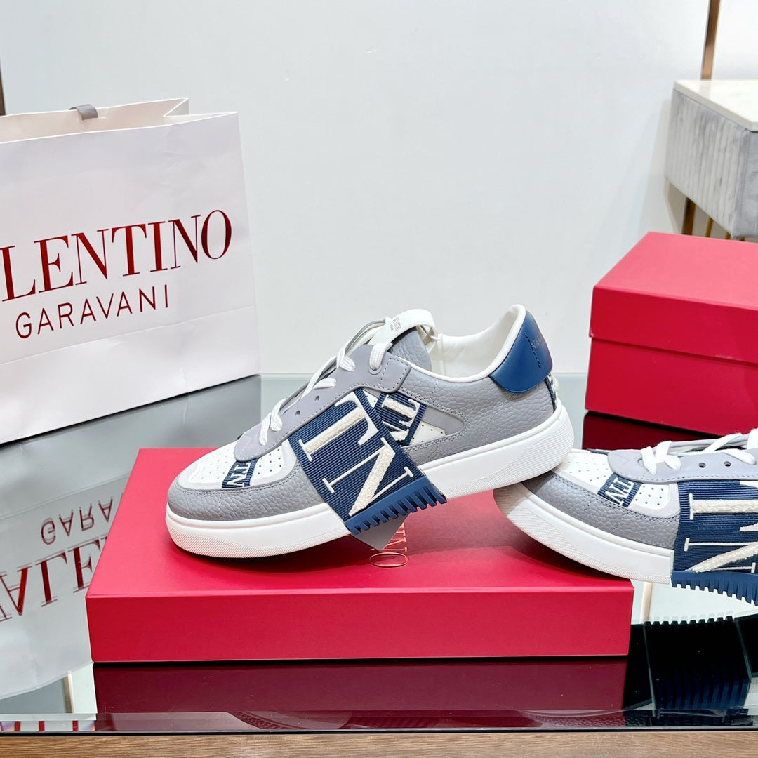 VALENTINO 25S GARAVANI VL7N SNEAKERS IN GREY MIX DARK BLUE LAMBSKIN - 35