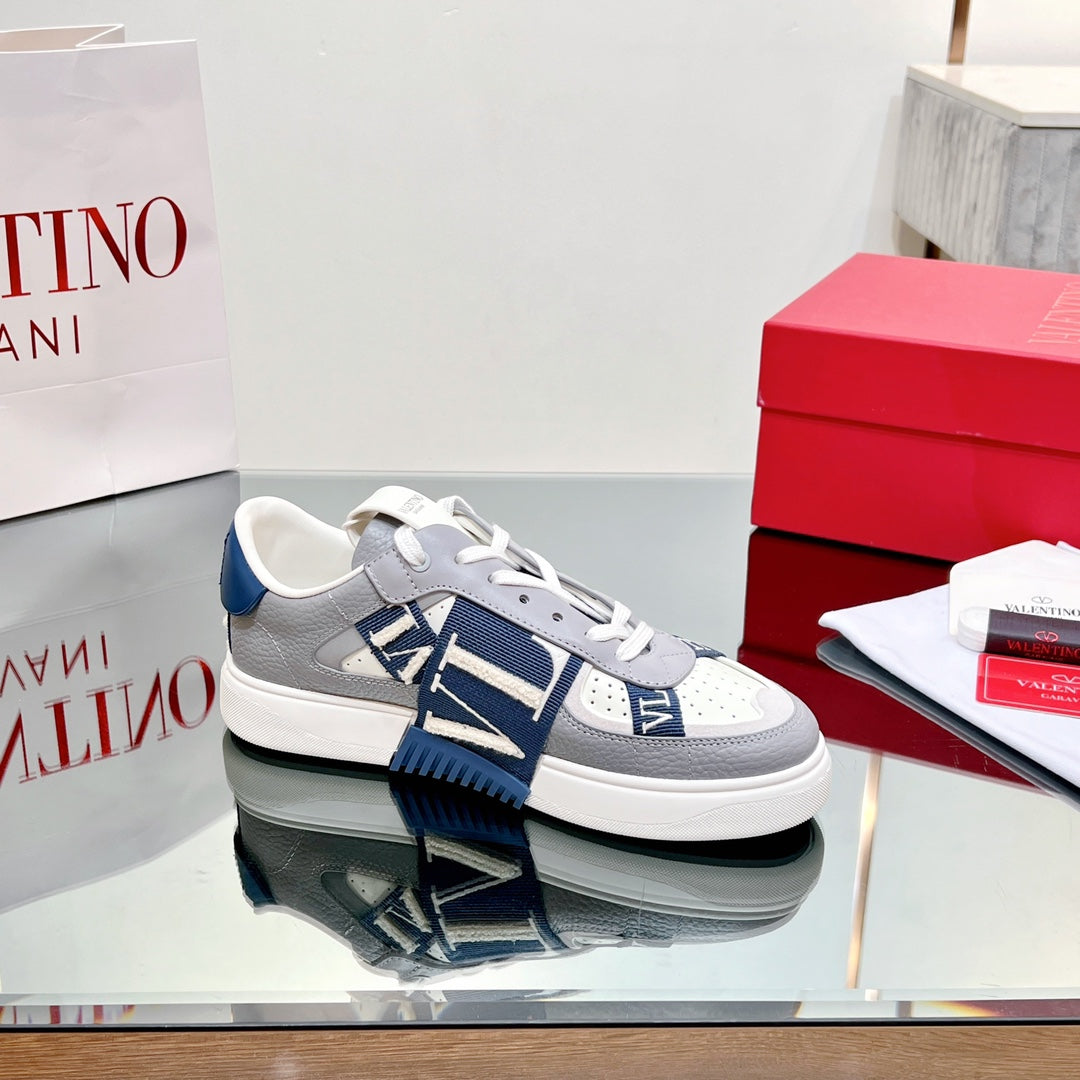 VALENTINO 25S GARAVANI VL7N SNEAKERS IN GREY MIX DARK BLUE LAMBSKIN - 35