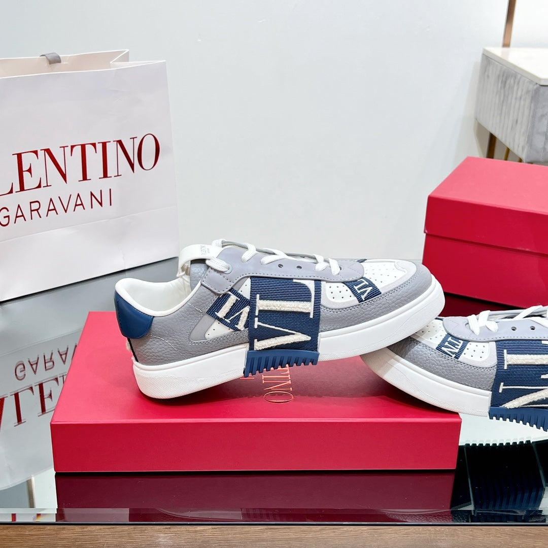 VALENTINO 25S GARAVANI VL7N SNEAKERS IN GREY MIX DARK BLUE LAMBSKIN - 35