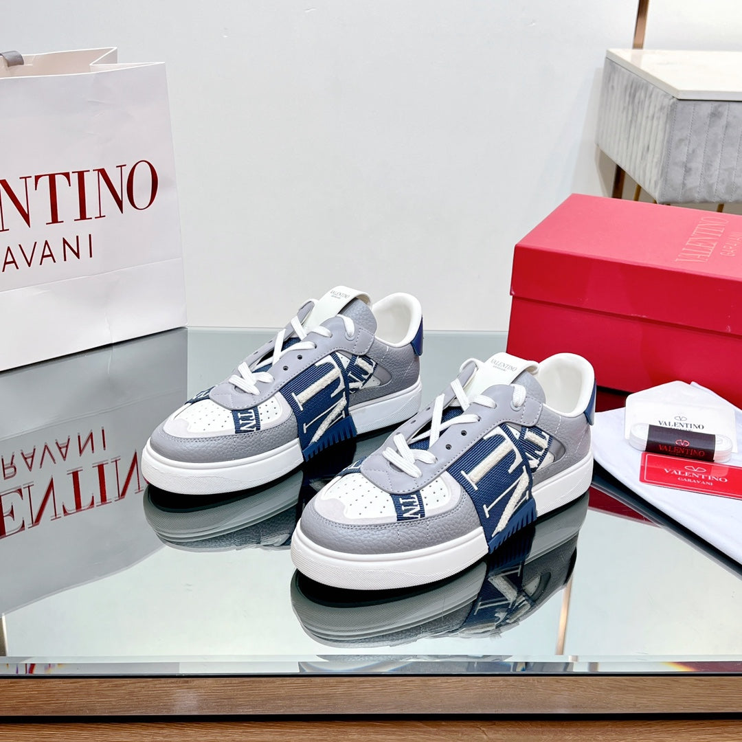 VALENTINO 25S GARAVANI VL7N SNEAKERS IN GREY MIX DARK BLUE LAMBSKIN - 35
