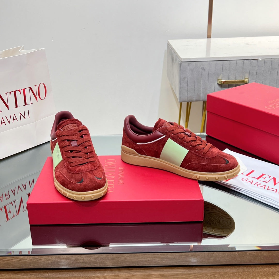 VALENTINO 25S UPVILLAGE SNEAKERS IN RED SUEDE - 35