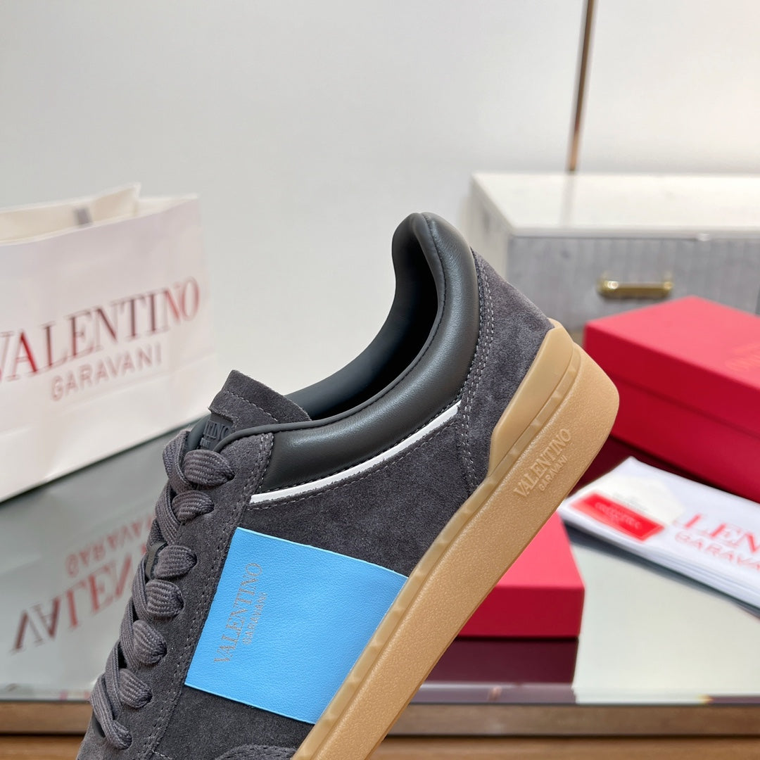 VALENTINO 25S UPVILLAGE SNEAKERS IN DARK GREY MIX BLUE SUEDE - 35