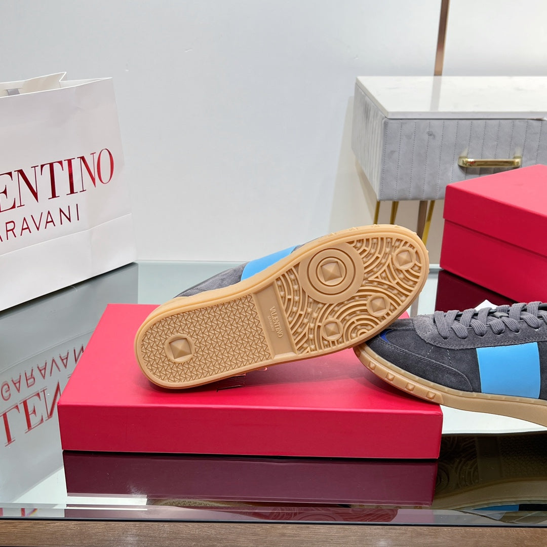 VALENTINO 25S UPVILLAGE SNEAKERS IN DARK GREY MIX BLUE SUEDE - 35