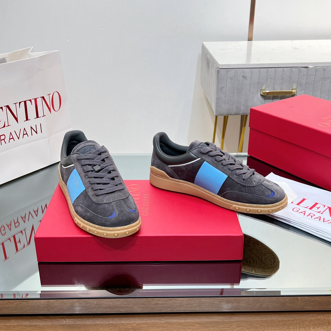 VALENTINO 25S UPVILLAGE SNEAKERS IN DARK GREY MIX BLUE SUEDE - 35