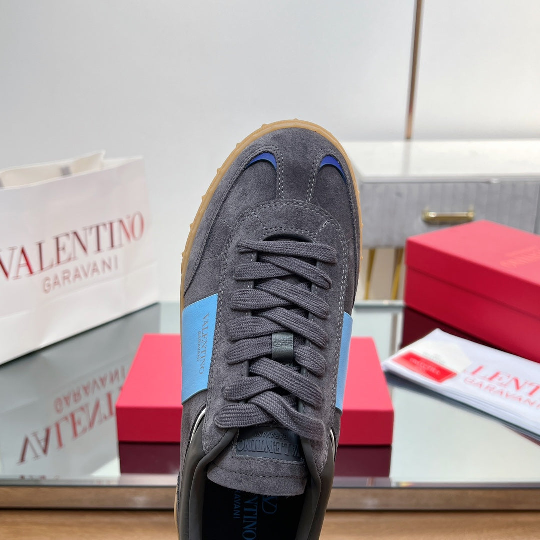 VALENTINO 25S UPVILLAGE SNEAKERS IN DARK GREY MIX BLUE SUEDE - 35