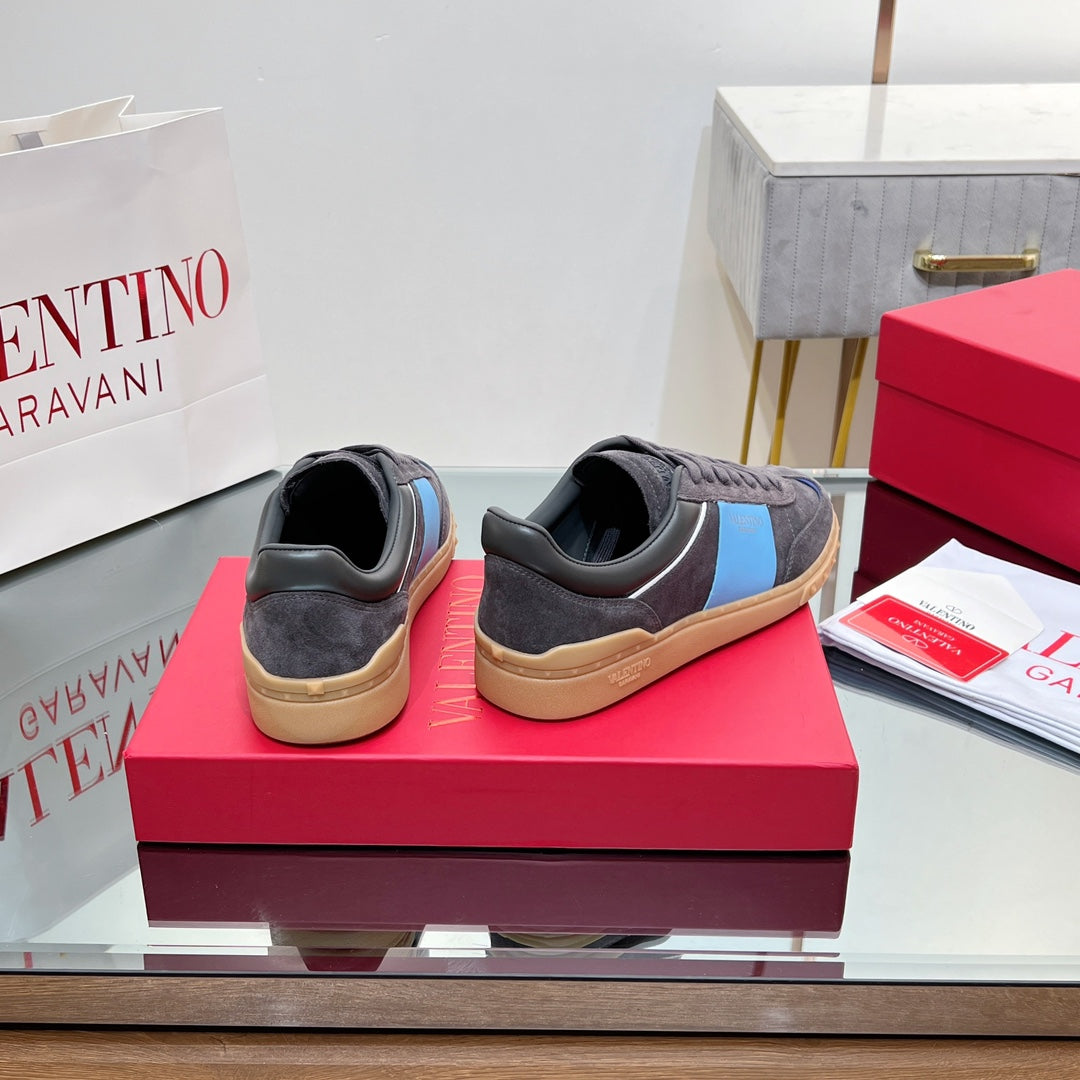 VALENTINO 25S UPVILLAGE SNEAKERS IN DARK GREY MIX BLUE SUEDE - 35