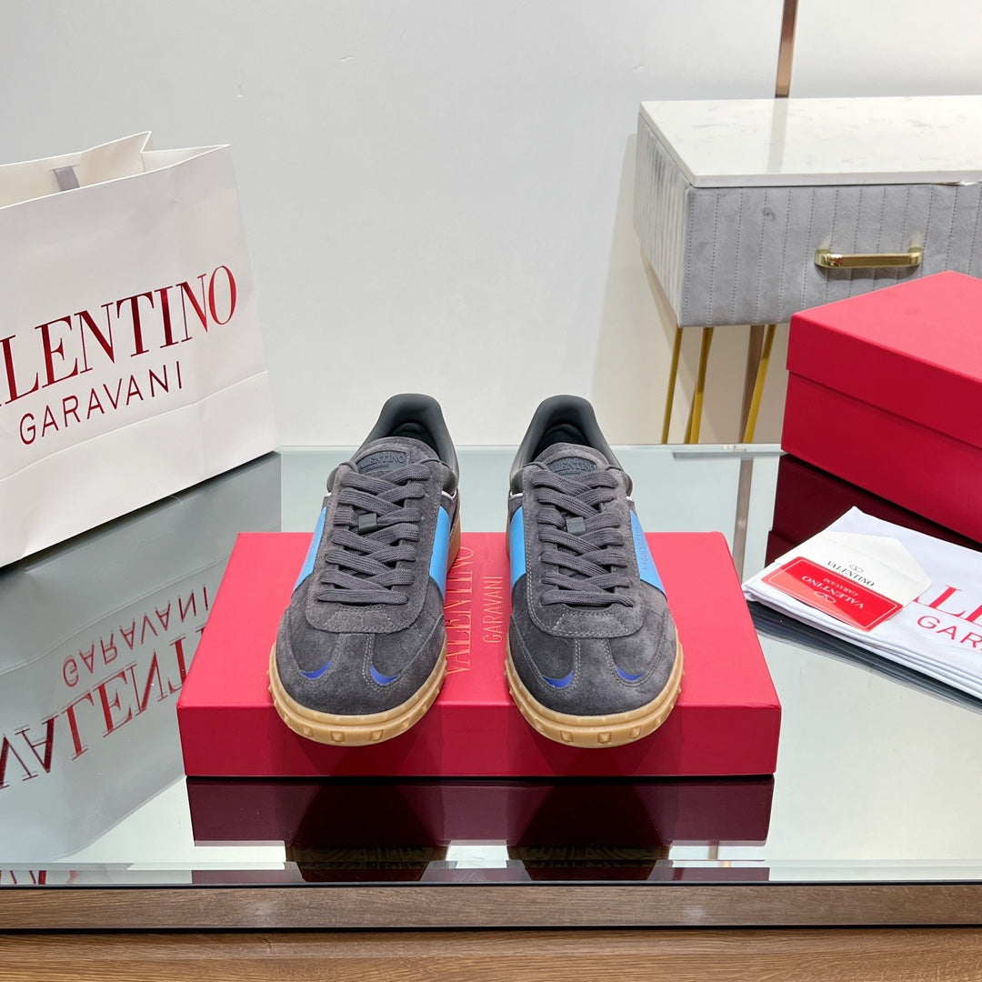 VALENTINO 25S UPVILLAGE SNEAKERS IN DARK GREY MIX BLUE SUEDE - 35