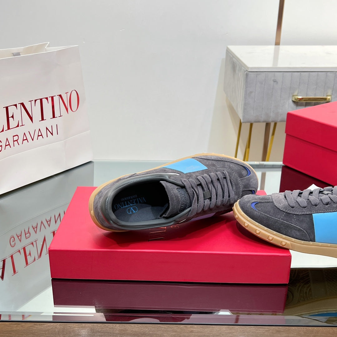 VALENTINO 25S UPVILLAGE SNEAKERS IN DARK GREY MIX BLUE SUEDE - 35