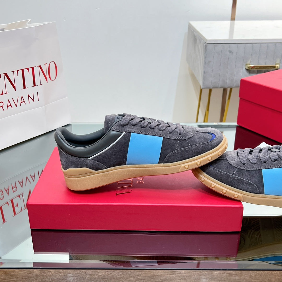 VALENTINO 25S UPVILLAGE SNEAKERS IN DARK GREY MIX BLUE SUEDE - 35