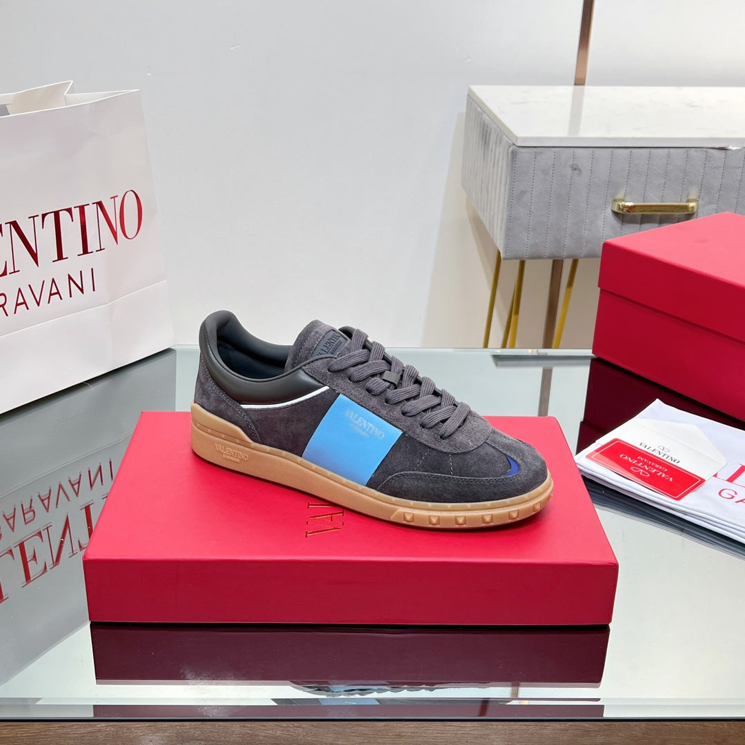 VALENTINO 25S UPVILLAGE SNEAKERS IN DARK GREY MIX BLUE SUEDE - 35