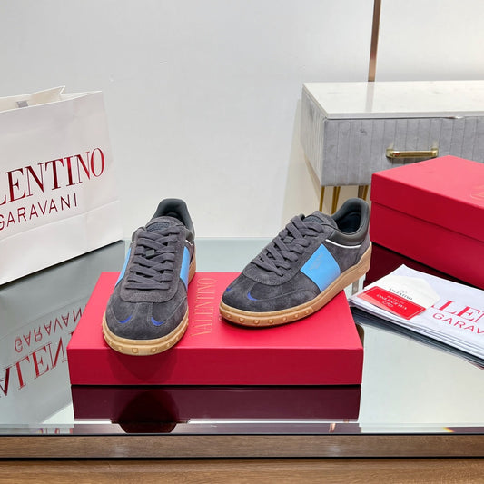 VALENTINO 25S UPVILLAGE SNEAKERS IN DARK GREY MIX BLUE SUEDE - 35