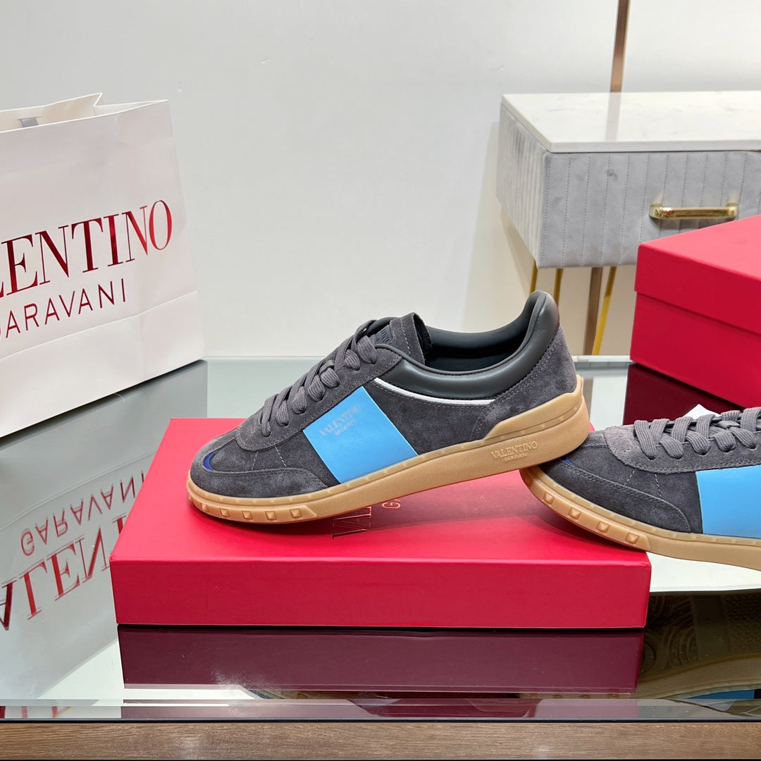 VALENTINO 25S UPVILLAGE SNEAKERS IN DARK GREY MIX BLUE SUEDE - 35