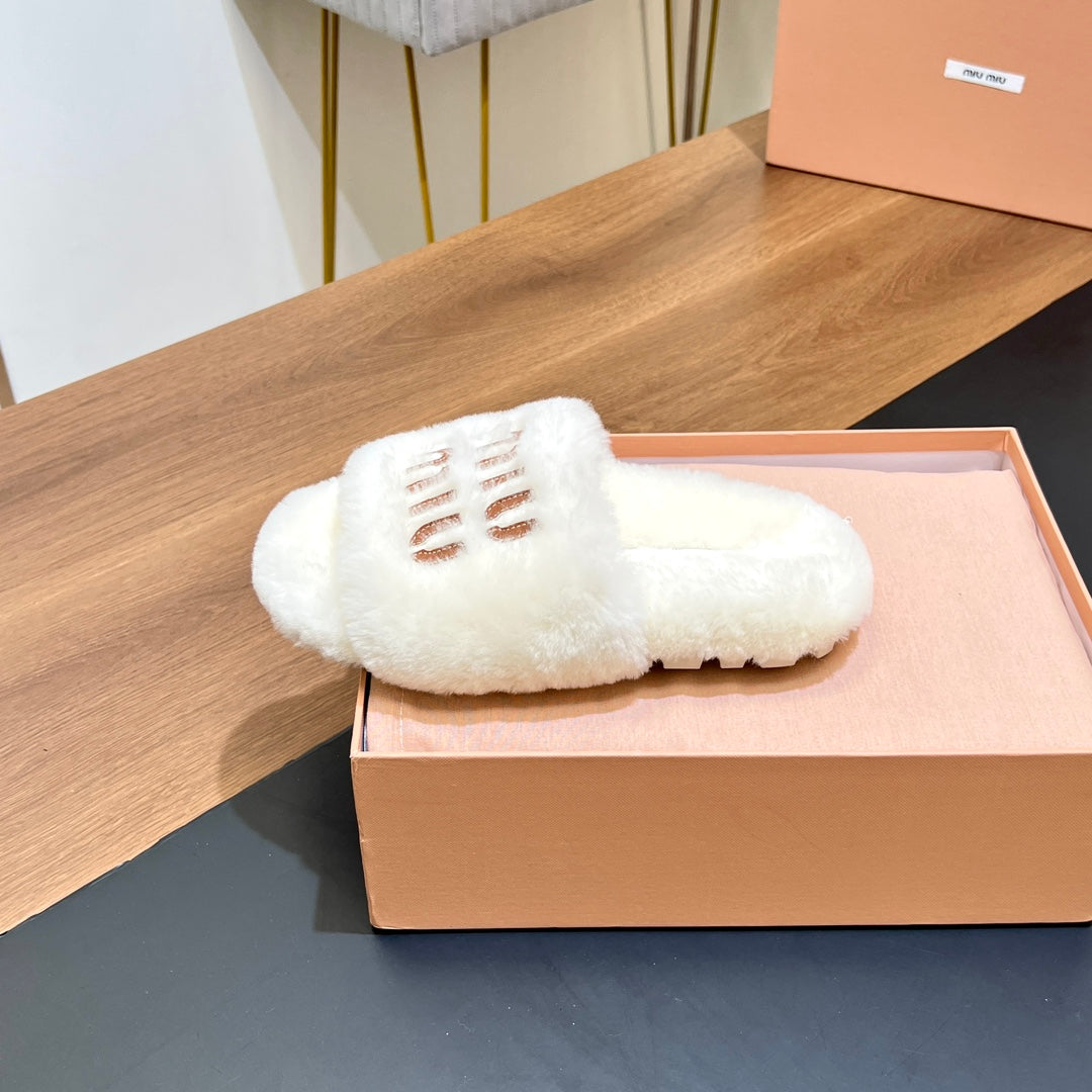 FUR SLIPPER WHITE - 35