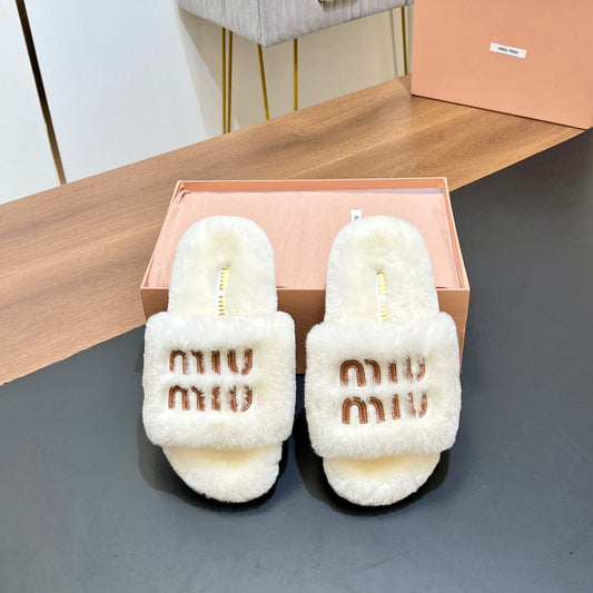 FUR SLIPPER WHITE - 35