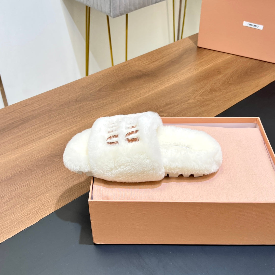 FUR SLIPPER WHITE - 35