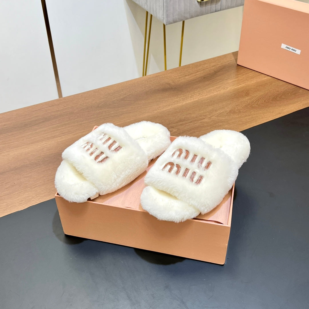 FUR SLIPPER WHITE - 35