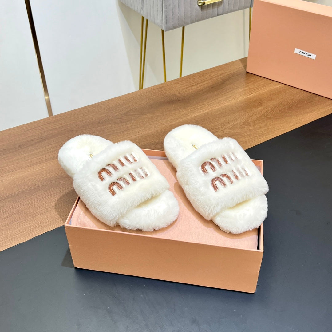 FUR SLIPPER WHITE - 35