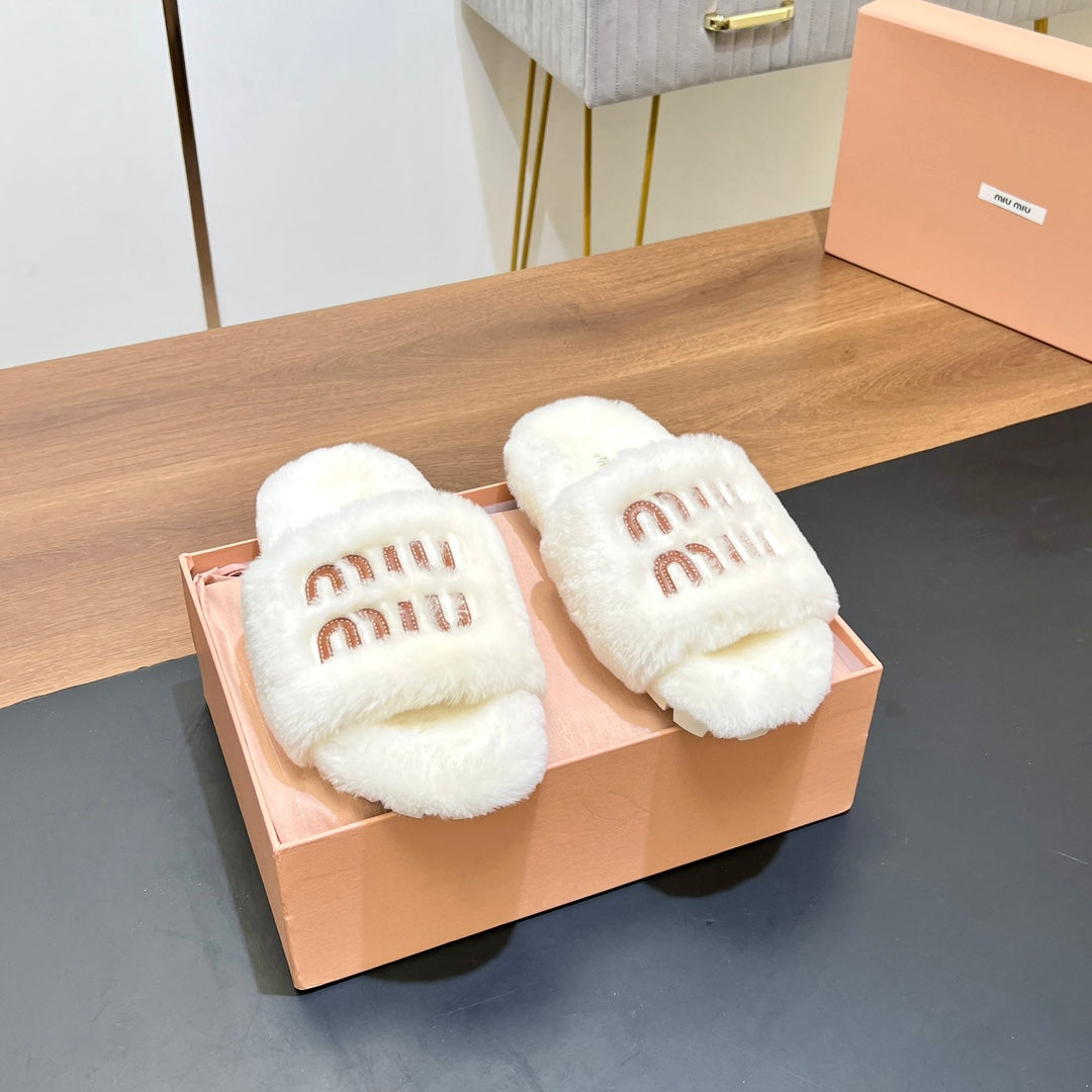 FUR SLIPPER WHITE - 35