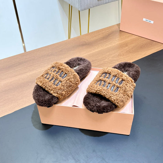 WOOL SLIPPER PEANUT AND CHOCOLATE - 35