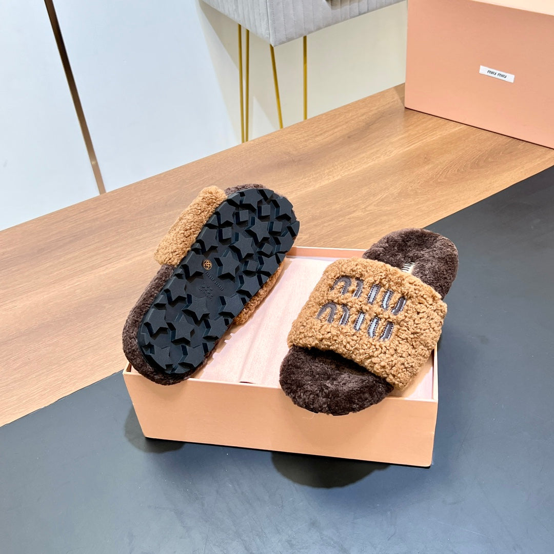WOOL SLIPPER PEANUT AND CHOCOLATE - 35