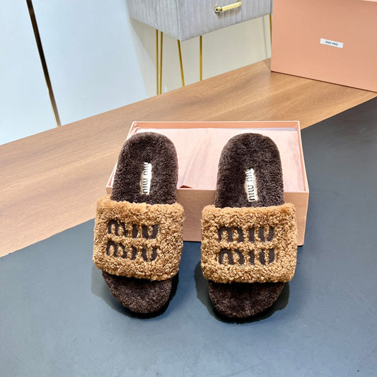 WOOL SLIPPER PEANUT AND CHOCOLATE - 35