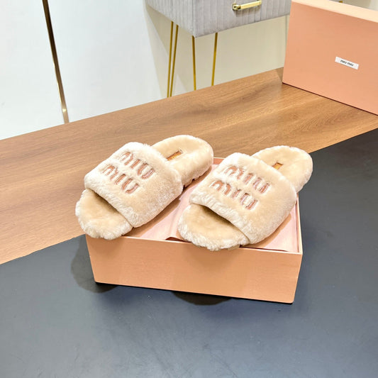 FUR SLIPPER BEIGE - 35