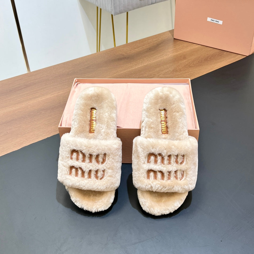 FUR SLIPPER BEIGE - 35