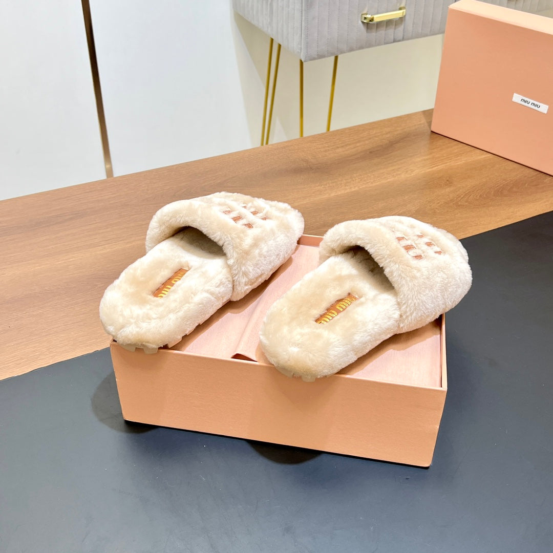 FUR SLIPPER BEIGE - 35