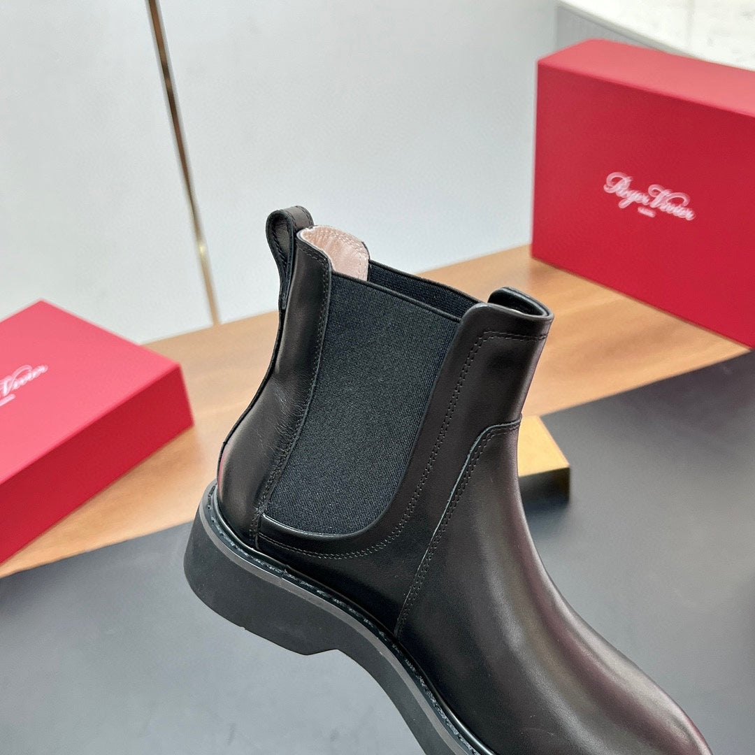 RANGERS CHELSEA BOOTS IN BLACK SMOOTH CALFSKIN CRYSTAL BUCKLE - 35