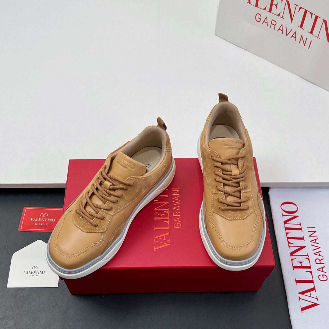 VALENTINO 25S RUNBOOT SNEAKERS IN BROWN SUEDE AND LAMBSKIN - 35