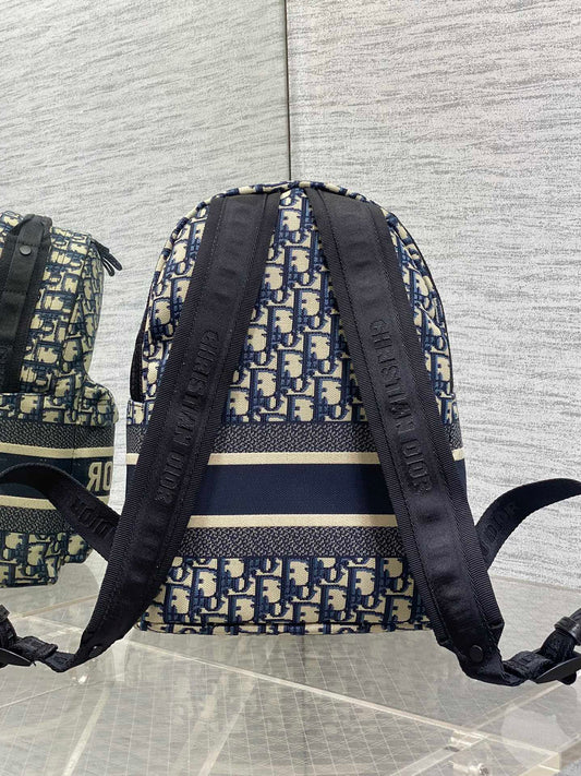 DIOR 25S РЮКЗАК TRAVEL 31 СМ З СИНЬОГО ЖАКАРДУ OBLIQUE