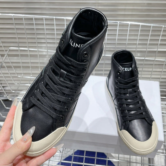 MID LOW LACE-UP ALAN SNEAKERS WITH TRIOMPHE PATCH IN CALFSKIN BLACK - 35