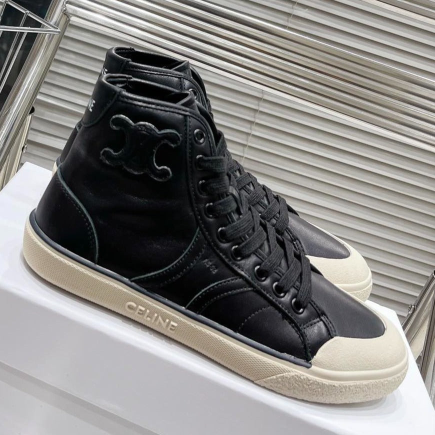 MID LOW LACE-UP ALAN SNEAKERS WITH TRIOMPHE PATCH IN CALFSKIN BLACK - 35